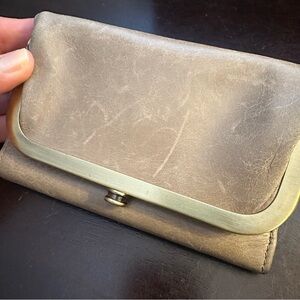 HOBO Robin Bottle Grey Compact Trifold Leather Wallet